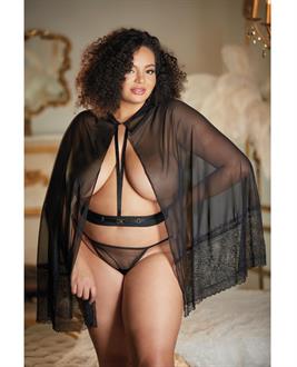 Allure Lace and Mesh Cape w/Attached Waist Belt