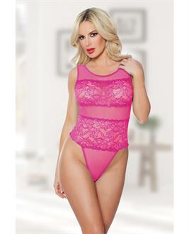 Allure Heather and Lace Teddy Hot Pink