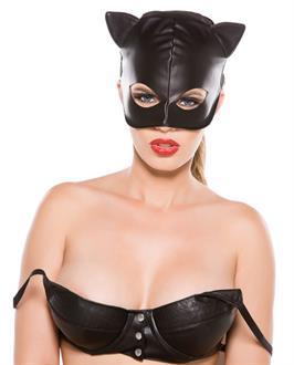 Faux Leather Cat Mask Black