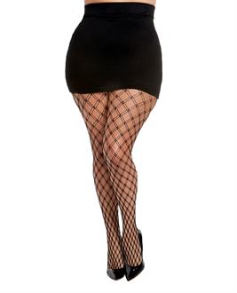 Double Knitted Fence Net Pantyhose Black