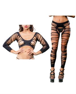 Beverly Hills Naughty Girl Crotchless Side Straps Leggings Black