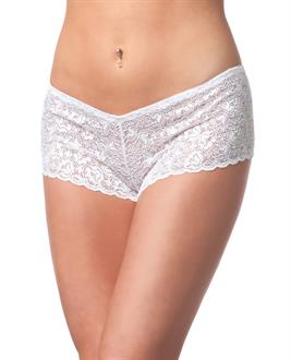 Low Rise Stretch Scallop Lace Booty Short White