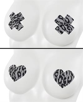Leopard Lace Pasties - Pack of 2 (Heart and Cross)