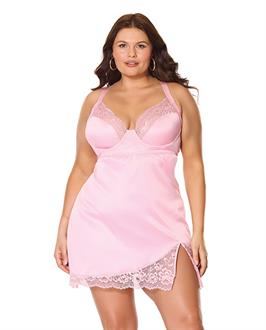 Kissed by Satin Underwire Chemise - Pink