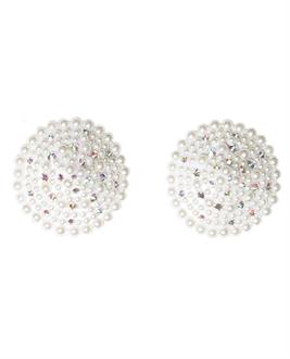 Pearl and Rhinestones Round Reusable Pasties - White