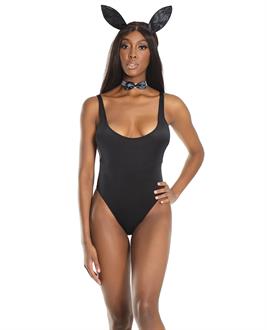 Fashion Bunny Teddy w/Tail, Collar, and Headpiece Black
