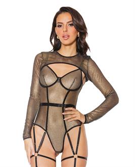 Holiday Metallic Fishnet Shrug Black/Gold