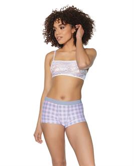 Crystal Pink Buffalo Check Print Short Grey/Pink
