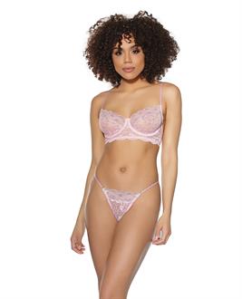 Crystal Pink Underwire Bra and G-String Pink/Silver