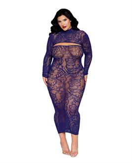 Floral Pattern Strapless Gown w/Removable Shrug 2 pc Set - Eclipse