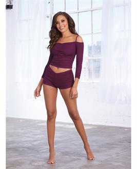 Soft Knit Jersey Sleepwear Pajama Top and Short Mulberry