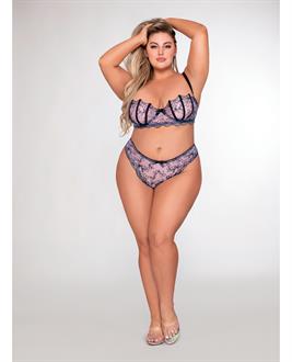 Embroidery Bra and G-String Lavender