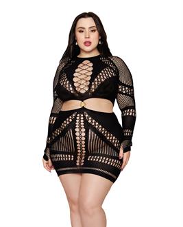 Seamless Chemise w/Gold Ring Detail - Black