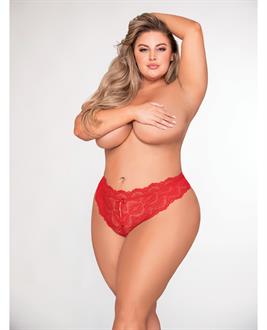 Lace Tanga Open Crotch Panty Red