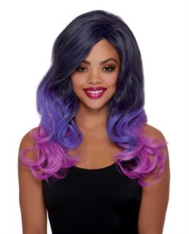 Faux Ombre Layered Adjustable Wig - Purple