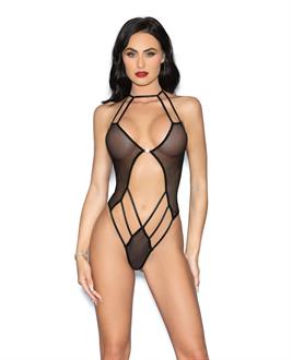Fishnet Teddy w/Jewel Detail Black