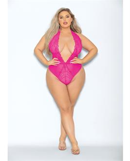 Euphoria Neon Deep V Teddy Neon Pink