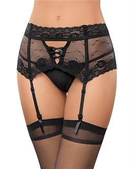 Lace Garterbelt with Boning Black