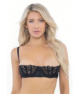 Lace Bra w/Underwire Boning Cups Black