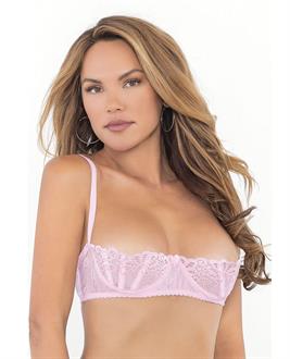Lace Bra w/Underwire Boning Cups Pink