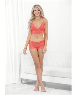 Neon Cami w/Wide Elastic Band and Booty Short Neon Coral
