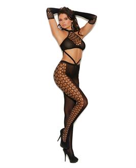 Vivace Crochet Bodystocking w/Gloves Black