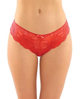 Poppy Crotchless Floral Lace Panty Red