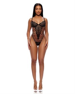 Animal Instincts Sheer Mesh and Lace Teddy
