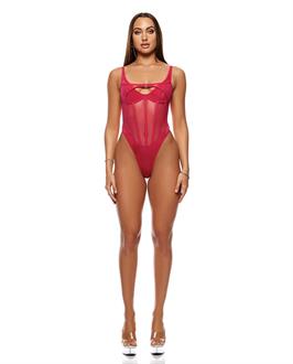 Layers To This Mesh and Knit Teddy - Pink