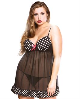Polka Dot Underwire Babydoll and G-String