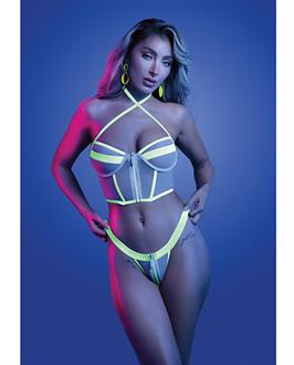 Supernatural Glow-in-the-Dark Zipper Bralette and Thong - White