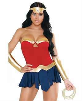Play Wonderbabe Headpiece, Molded Cup Dress Red/Gold/Blue