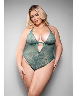Temptress Aerin Lace Teddy with Removable Chain - Green