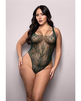 Vixen Enemies To Lovers Seamless Lace Teddy - Green