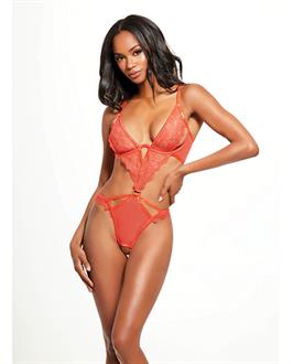 Nadia Lace and Mesh Cutout Teddy