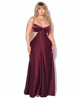 Brigeta Satin Cut Out Long Dress - Burgundy