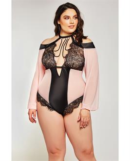 Estrella Mesh and Stretch Sateen Teddy Pink/Black