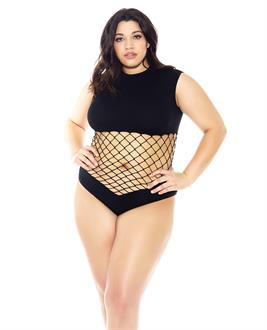 Diamond Net Mid Section Seamless Teddy Black