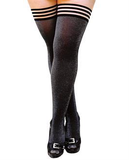Kix'ies Kaylee Grey Shimmer Thigh High Grey