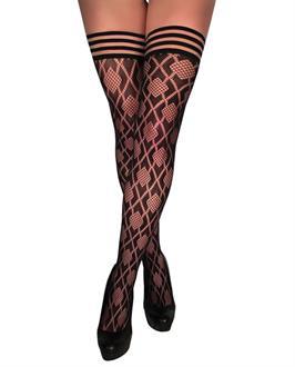 Kix'ies Mimi Dot Fishnet Polka Dot Thigh High Black