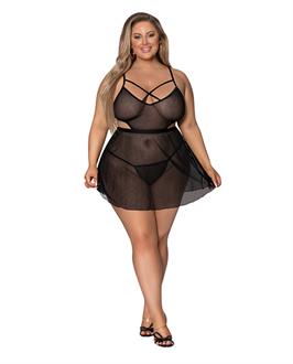Girl Next Door Babydoll and Crotchless Panty Black