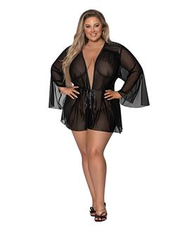 Modern Romance Flowing Short Robe Black