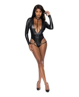 Liquid Onyx Long Sleeve Teddy w/Harness Caging Black