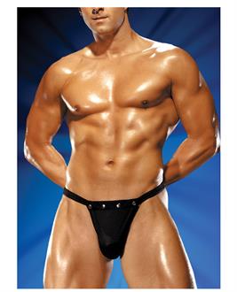 Male power rip off thong with studs black