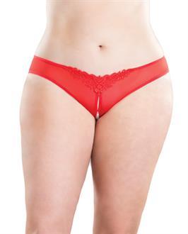 Crotchless Thong w/Pearls Red