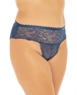 Helena Stretch Lace Open Back Crotchless Panty Estate Blue