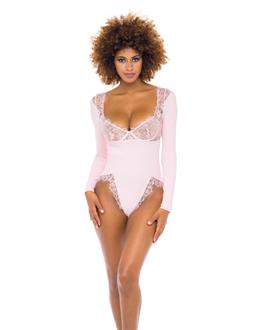 Maria Ribbed Knit and Lace Teddy Crystal Rose