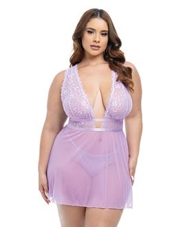 Stassi Lace and Mesh Babydoll w/G-String