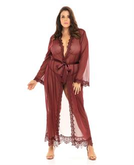 Provence Eyelash Lace Floor Length Robe Zinfandel