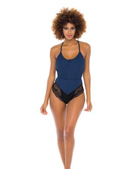 Claribel Ribbed Jersey Romper Estate Blue/Black